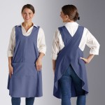 Acopa Ashville Ocean Linen Smock Bib Apron with 2 Pockets - Small / Medium Acopa Ashville Ocean Linen Smock Bib Apron with 2 Pockets - Small / Medium
