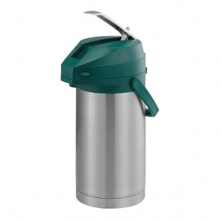 Service Ideas Color-Me-SVAC 3.7 Liter Brushed Stainless Steel Lined Airpot with Lever and Green Top CTAL37GRN Service Ideas Color-Me-SVAC 3.7 Liter Brushed Stainless Steel Lined Airpot with Lever and Green Top CTAL37GRN