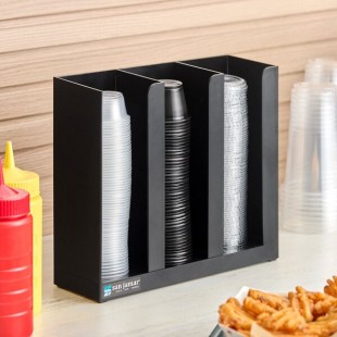 San Jamar PCL3ADJ Black Adjustable 3-Section Countertop Portion Cup and Lid Organizer San Jamar PCL3ADJ Black Adjustable 3-Section Countertop Portion Cup and Lid Organizer