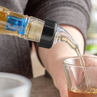 TableCraft 0.875 oz. Clear Spout / Blue Tail Measured Liquor Pourer with Collar 4244A - 12/Pack TableCraft 0.875 oz. Clear Spout / Blue Tail Measured Liquor Pourer with Collar 4244A - 12/Pack