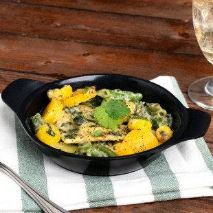 GET Heiss 10 oz. Black Enamel Coated Cast Aluminum Mini Coated Cast Aluminum Round Pan CA-101-BK/BK/CC