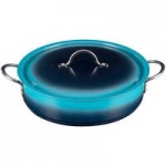 Bon Chef 60032SHL Cucina 9 Qt. Stainless Steel Induction Brazier Pan with Slow Down Hinged Glass Cover