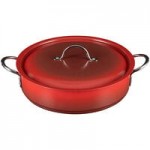 Bon Chef 60032SHL Cucina 9 Qt. Stainless Steel Induction Brazier Pan with Slow Down Hinged Glass Cover