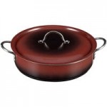 Bon Chef 60032SHL Cucina 9 Qt. Stainless Steel Induction Brazier Pan with Slow Down Hinged Glass Cover