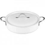 Bon Chef 60032SHL Cucina 9 Qt. Stainless Steel Induction Brazier Pan with Slow Down Hinged Glass Cover