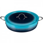 Bon Chef 60032SHL Cucina 9 Qt. Stainless Steel Induction Brazier Pan with Slow Down Hinged Glass Cover