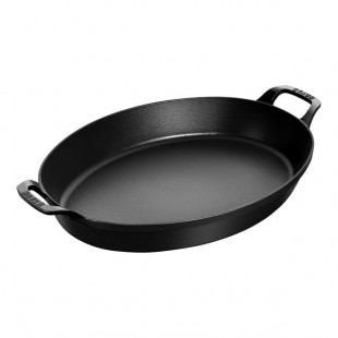 Staub 3.9 Qt. Black Enameled Cast Iron Oval Baking Dish 1003788 Staub 3.9 Qt. Black Enameled Cast Iron Oval Baking Dish 1003788