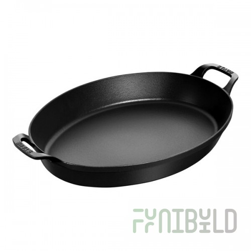 Staub 3.9 Qt. Black Enameled Cast Iron Oval Baking Dish 1003788
