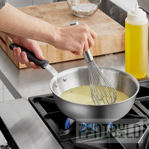 Vollrath Tribute 3 Qt. Tri-Ply Stainless Steel Saucier Pan with Black Silicone Handle 722130