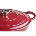 Valor 3.25 Qt. Merlot Enameled Cast Iron Brazier / Casserole Dish with Cover