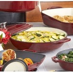 Valor 3.25 Qt. Merlot Enameled Cast Iron Brazier / Casserole Dish with Cover