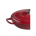 Valor 3.25 Qt. Merlot Enameled Cast Iron Brazier / Casserole Dish with Cover