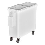 Cambro IBSF27148 26.7 Gallon / 425 Cup White Flat Top Mobile Ingredient Storage Bin with 2-Piece Sliding Lid