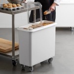 Cambro IBSF27148 26.7 Gallon / 425 Cup White Flat Top Mobile Ingredient Storage Bin with 2-Piece Sliding Lid