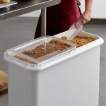 Cambro IBSF27148 26.7 Gallon / 425 Cup White Flat Top Mobile Ingredient Storage Bin with 2-Piece Sliding Lid