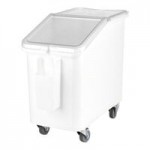 Cambro IBSF27148 26.7 Gallon / 425 Cup White Flat Top Mobile Ingredient Storage Bin with 2-Piece Sliding Lid