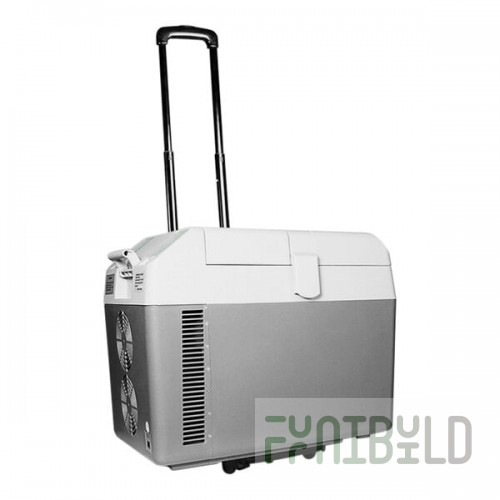 Summit Appliance SPRF26M Accucold .88 Cu. Ft. Gray / White DC-Powered Portable Medical Refrigerator / Freezer with Lock and Collapsible Trolley - 12/24VDC