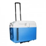 Summit Appliance SPRF26M Accucold .88 Cu. Ft. Gray / White DC-Powered Portable Medical Refrigerator / Freezer with Lock and Collapsible Trolley - 12/24VDC Summit Appliance SPRF26M Accucold .88 Cu. Ft. Gray / White DC-Powered Portable Medical Refrigerator / Freezer with Lock and Collapsible Trolley - 12/24VDC