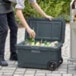 CaterGator CG45CHRW Charcoal 45 Qt. Mobile Rotomolded Outdoor Cooler / Ice Chest