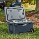 CaterGator CG45CHRW Charcoal 45 Qt. Mobile Rotomolded Outdoor Cooler / Ice Chest