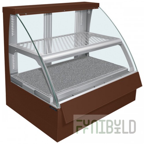 Hatco FSCDH-2PD Copper Flav-R-Savor Convected Air Curved Front Display Case with Humidity Control - 120/208V