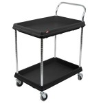 Metro BC2030-2DBL Black Utility Cart with Two Deep Ledge Shelves 32 3/4 Metro BC2030-2DBL Black Utility Cart with Two Deep Ledge Shelves 32 3/4