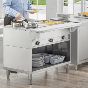 ServIt Three Pan Open Well Electric Steam Table with Partially Enclosed Base - 120V, 1500W