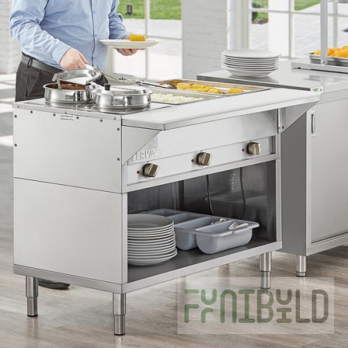ServIt Three Pan Open Well Electric Steam Table with Partially Enclosed Base - 120V, 1500W