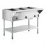 ServIt Three Pan Open Well Electric Steam Table with Partially Enclosed Base - 120V, 1500W