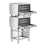 Cooking Performance Group COF-D4-M Double Stacked Electric Digital 4 Tray Full Size Convection Oven with Moisture Injection and Stand - 208-240V Cooking Performance Group COF-D4-M Double Stacked Electric Digital 4 Tray Full Size Convection Oven with Moisture Injection and Stand - 208-240V