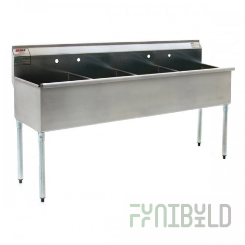Eagle Group 2172-4-18-16/3 Four Compartment Stainless Steel Commercial Sink with Two Drainboards - 108 1/4