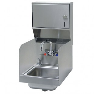 Advance Tabco 7-PS-73 Space Saving Hand Sink with Splash Mount Faucet, Side Splashes, Soap, and Paper Towel Dispenser - 12