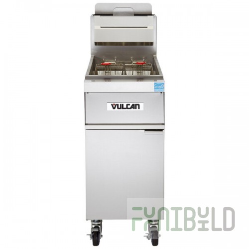 Vulcan 1TR65A-2 PowerFry3 Liquid Propane 65-70 lb. Floor Fryer with Solid State Analog Controls - 80,000 BTU