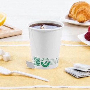 Solo 10 oz. Single Wall White Compostable PLA Paper Hot Cup - 50/Pack Solo 10 oz. Single Wall White Compostable PLA Paper Hot Cup - 50/Pack