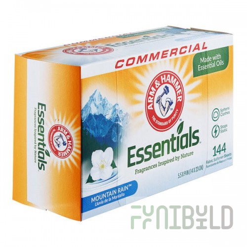Arm & Hammer® 144-Count Essentials Mountain Rain Dryer Sheets - 6/Case