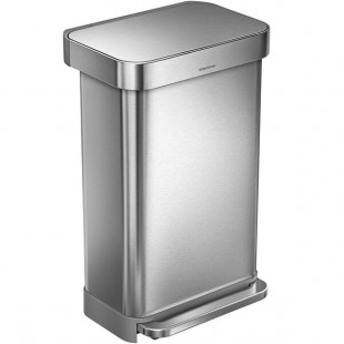 simplehuman CW2024 12 Gallon / 45 Liter Brushed Stainless Steel Rectangular Front Step-On Trash Can with Liner Pocket simplehuman CW2024 12 Gallon / 45 Liter Brushed Stainless Steel Rectangular Front Step-On Trash Can with Liner Pocket
