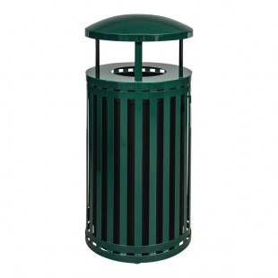 Ex-Cell Kaiser SCTP-40 D ND HGR Streetscape Hunter Green Gloss 45 Gallon Round Outdoor Trash Can with Canopy