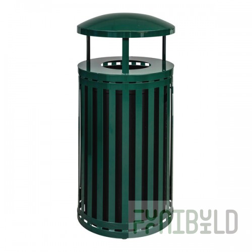 Ex-Cell Kaiser SCTP-40 D ND HGR Streetscape Hunter Green Gloss 45 Gallon Round Outdoor Trash Can with Canopy