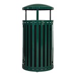 Ex-Cell Kaiser SCTP-40 D ND HGR Streetscape Hunter Green Gloss 45 Gallon Round Outdoor Trash Can with Canopy
