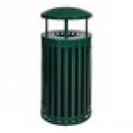 Ex-Cell Kaiser SCTP-40 D ND HGR Streetscape Hunter Green Gloss 45 Gallon Round Outdoor Trash Can with Canopy