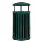Ex-Cell Kaiser SCTP-40 D ND HGR Streetscape Hunter Green Gloss 45 Gallon Round Outdoor Trash Can with Canopy