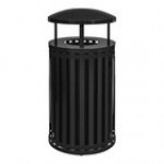 Ex-Cell Kaiser SCTP-40 D ND HGR Streetscape Hunter Green Gloss 45 Gallon Round Outdoor Trash Can with Canopy