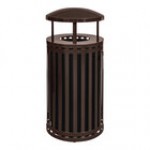 Ex-Cell Kaiser SCTP-40 D ND HGR Streetscape Hunter Green Gloss 45 Gallon Round Outdoor Trash Can with Canopy