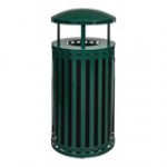 Ex-Cell Kaiser SCTP-40 D ND HGR Streetscape Hunter Green Gloss 45 Gallon Round Outdoor Trash Can with Canopy
