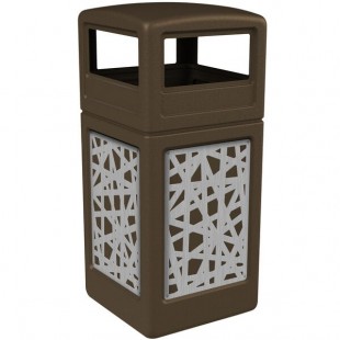 Commercial Zone 732926299 42 Gallon Brown Square Trash Can with Stainless Steel Intermingle Panels and Dome Lid Commercial Zone 732926299 42 Gallon Brown Square Trash Can with Stainless Steel Intermingle Panels and Dome Lid