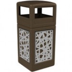 Commercial Zone 732926299 42 Gallon Brown Square Trash Can with Stainless Steel Intermingle Panels and Dome Lid Commercial Zone 732926299 42 Gallon Brown Square Trash Can with Stainless Steel Intermingle Panels and Dome Lid