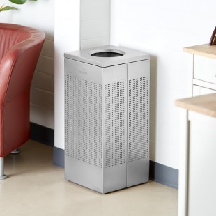 Lancaster Table & Seating 16 Gallon Stainless Steel Square Perforated Decorative Trash Can Lancaster Table & Seating 16 Gallon Stainless Steel Square Perforated Decorative Trash Can