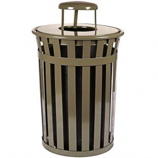 Witt Industries M5001-RC-BN 50 Gallon Oakley Standard Brown Steel Outdoor Decorative Trash Can with Rain Cap Lid Witt Industries M5001-RC-BN 50 Gallon Oakley Standard Brown Steel Outdoor Decorative Trash Can with Rain Cap Lid