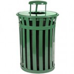 Witt Industries M5001-RC-BN 50 Gallon Oakley Standard Brown Steel Outdoor Decorative Trash Can with Rain Cap Lid Witt Industries M5001-RC-BN 50 Gallon Oakley Standard Brown Steel Outdoor Decorative Trash Can with Rain Cap Lid