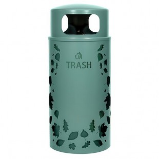 Ex-Cell Kaiser NS33-LV T MAL Nature Series 33 Gallon Steel Malachite Leaves Round Trash Can Ex-Cell Kaiser NS33-LV T MAL Nature Series 33 Gallon Steel Malachite Leaves Round Trash Can